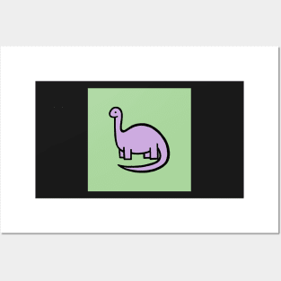 Lilac Dinosaur on Green Posters and Art